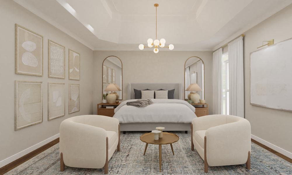 Classic Elegant Bedroom with Art Gallery Wall