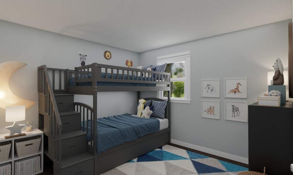 Cozy Kids' Room with Bunk Bed & Vertical Storage