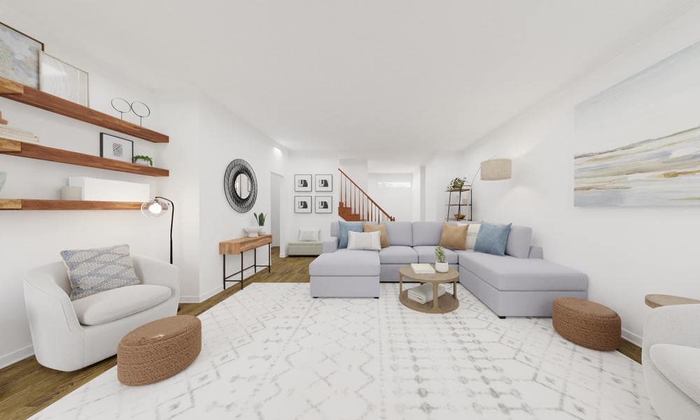 Cozy Living Room Mid-Century Style with Sectional Sofa