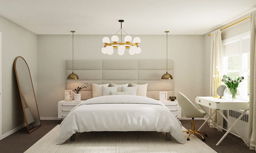 Elegant Bedroom with Brass Accents