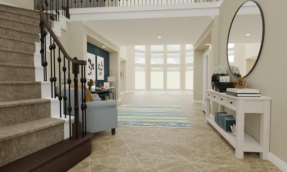 Elegant Foyer Design with Stylish Seating Area