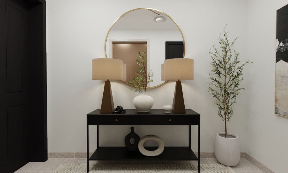 Entryway Modern Elegant with Round Mirror