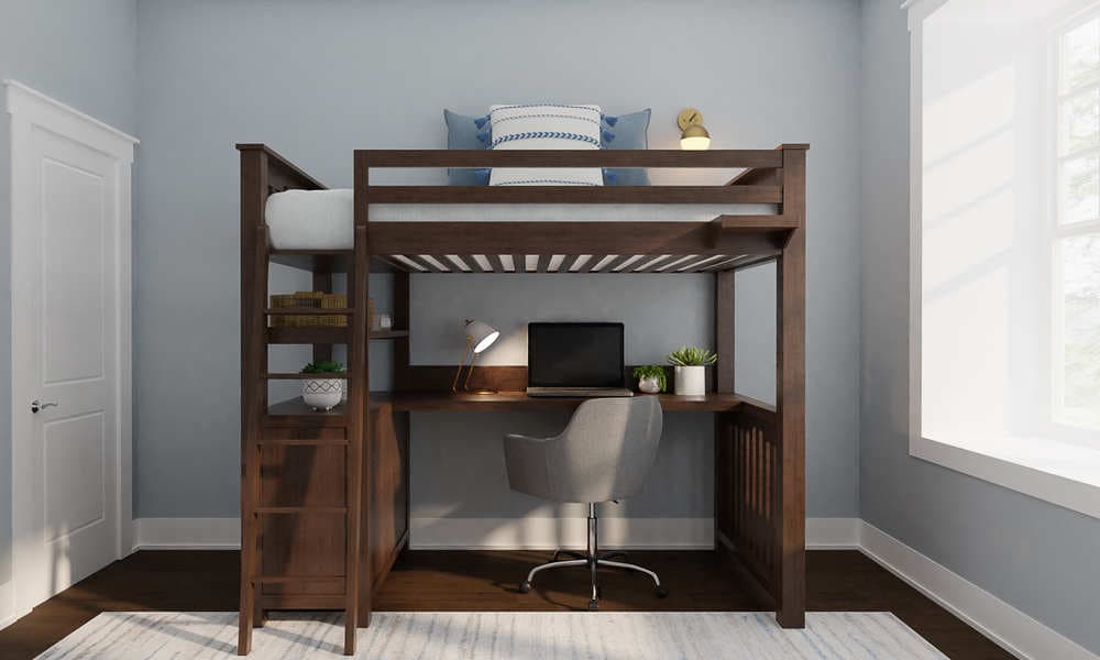 Girls' Bedroom: Mid-Century Modern with Study Nook