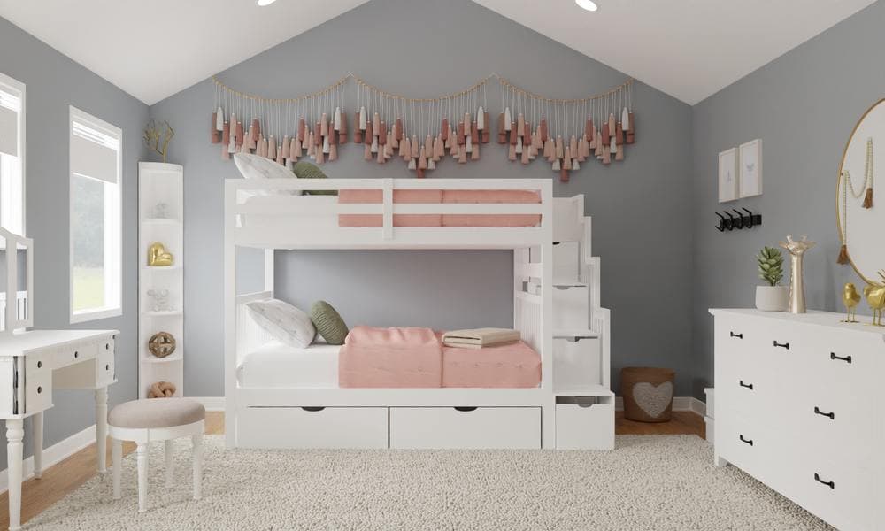 Glam Boho Bedroom with Bunk Bed and Tassel Wall