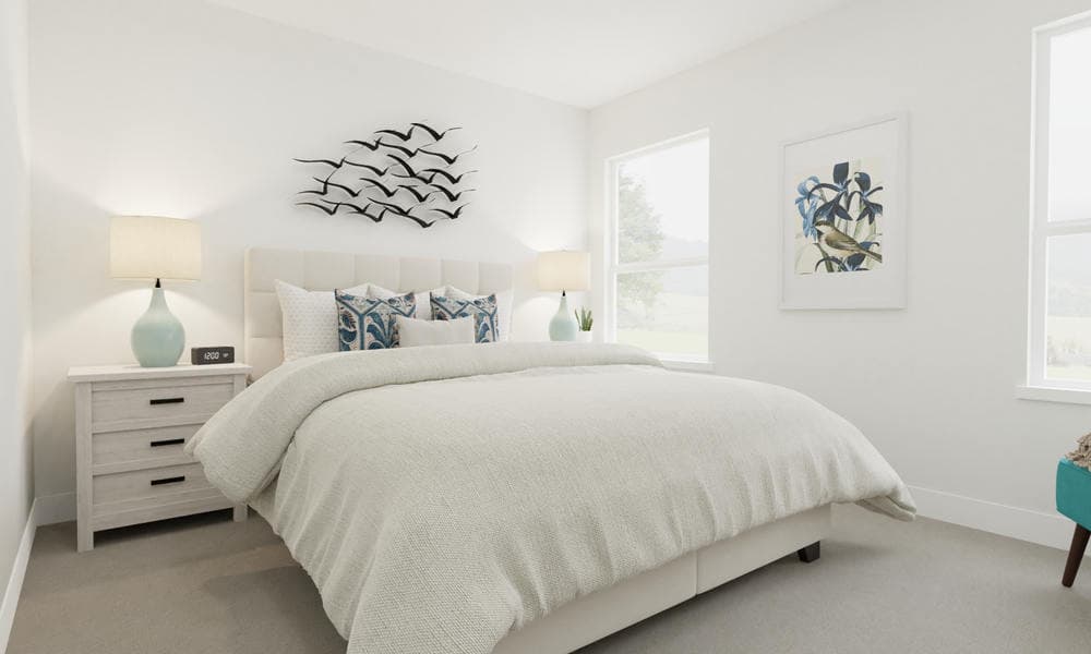 Guest Bedroom Mid-Century Modern with Cozy Decor