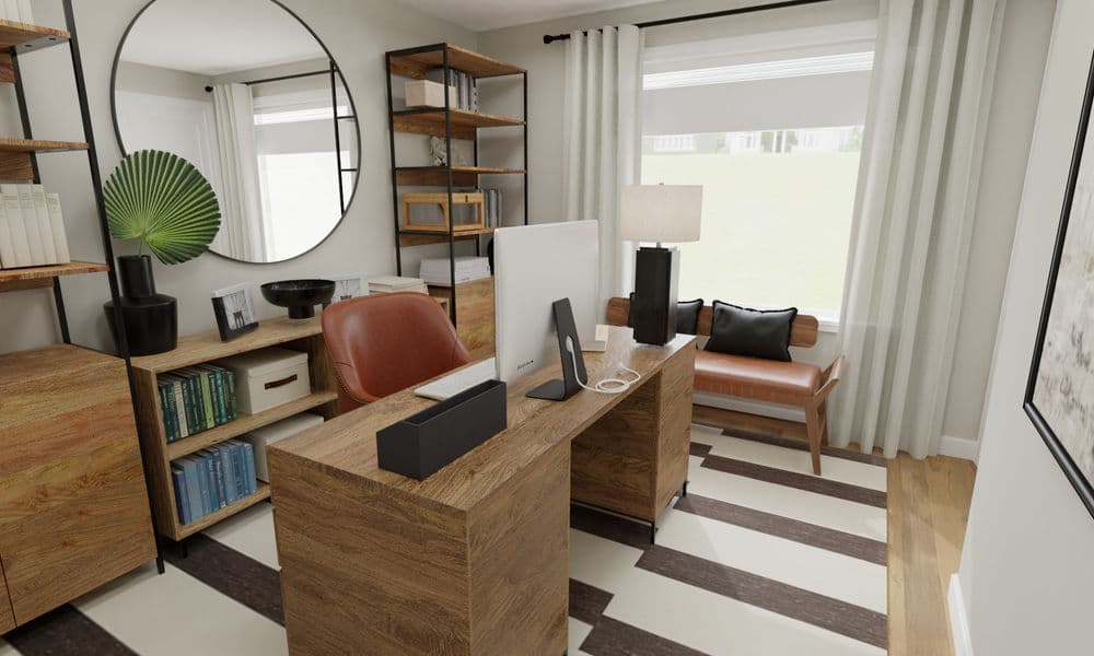 Home Office Modern Industrial with Warm Wood Tones