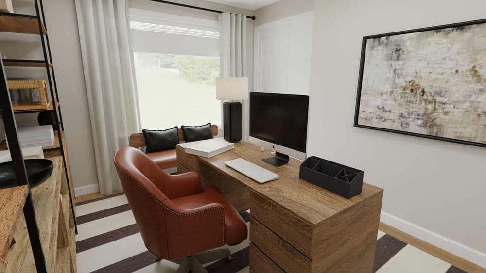 Home Office Modern Industrial with Warm Wood Tones Gallery, Image 4