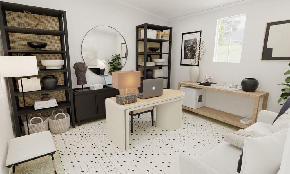 Home Office: Elegant Elevated with Dramatic Contrast