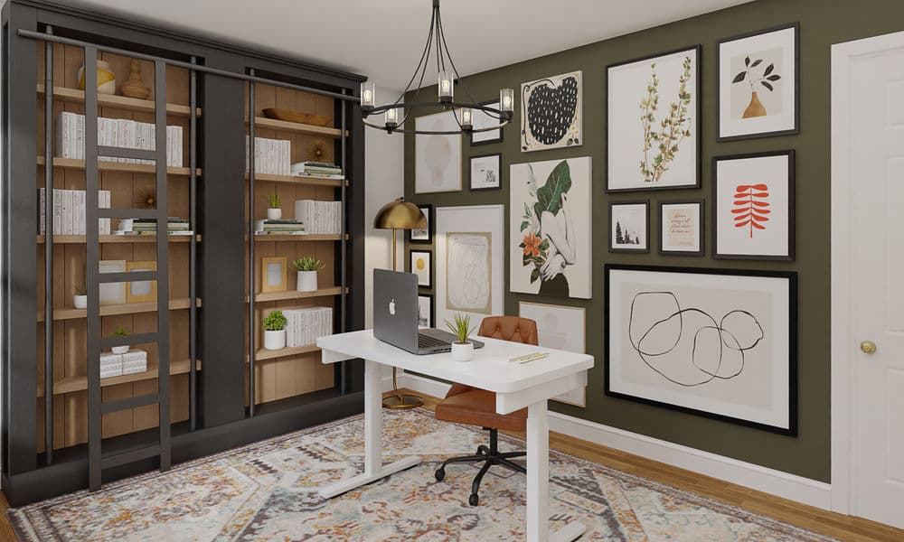 Home Office: Modern Elegant with Accent Wall