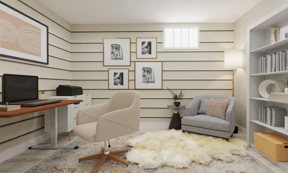 Home Office: Modern Elegant with Cozy Reading Nook