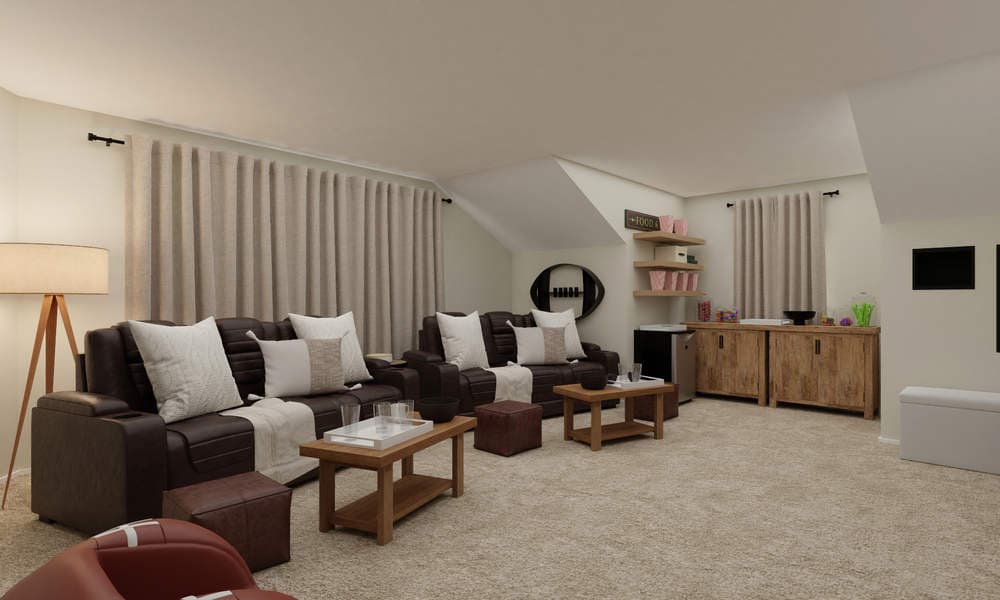 Home Theater Room: Cozy Modern with Snack Bar