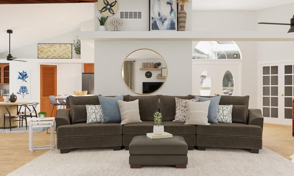 Inviting Living Room with Neutral, Boho Vibes