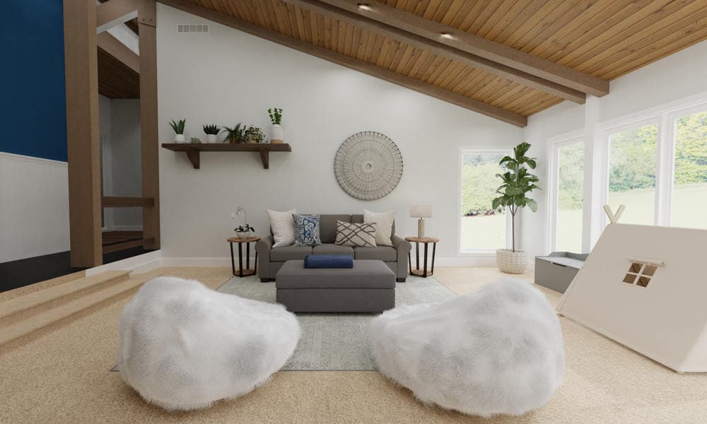 Kid-Friendly Living Room with Cozy Textures and Storage