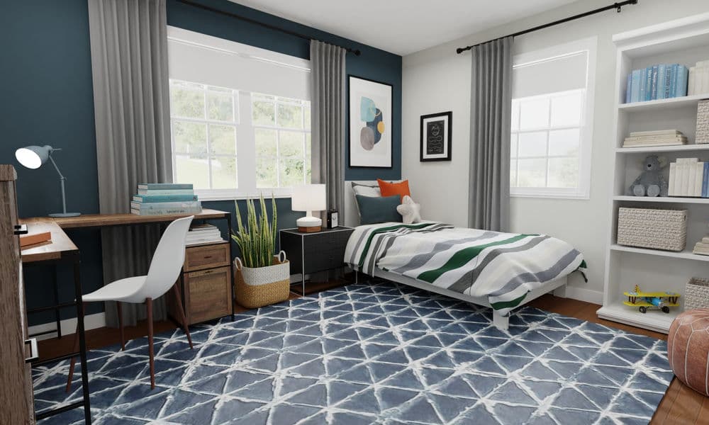 Kids Bedroom Modern Elegant with Blue Accent Wall