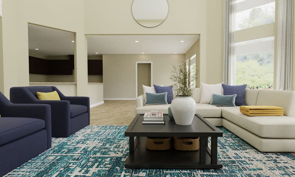 Living Room Contemporary with Blue Touches