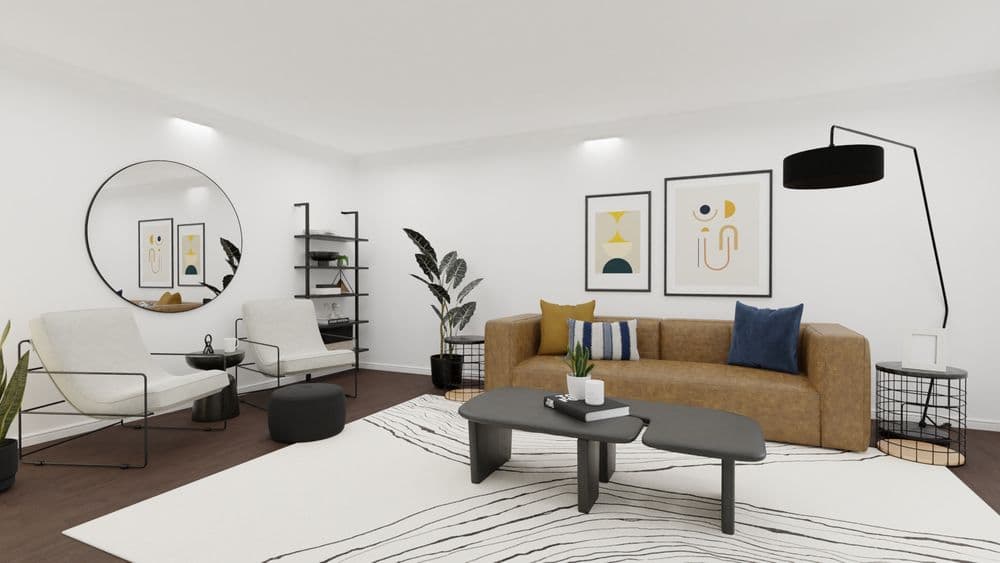 Living Room Industrial Chic with Leather Sofa Gallery, Image 1