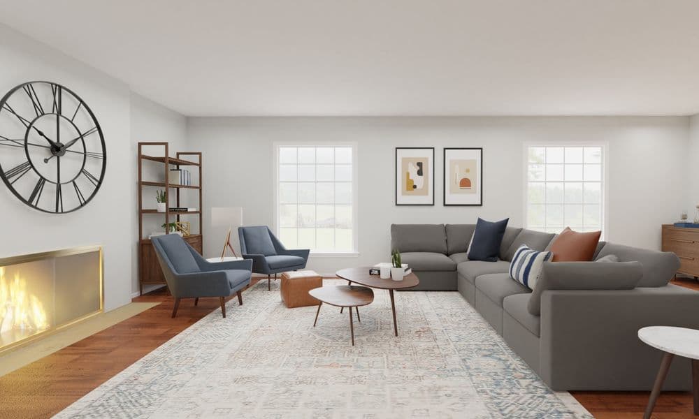 Living Room Mid-Century Modern with Cozy Seating