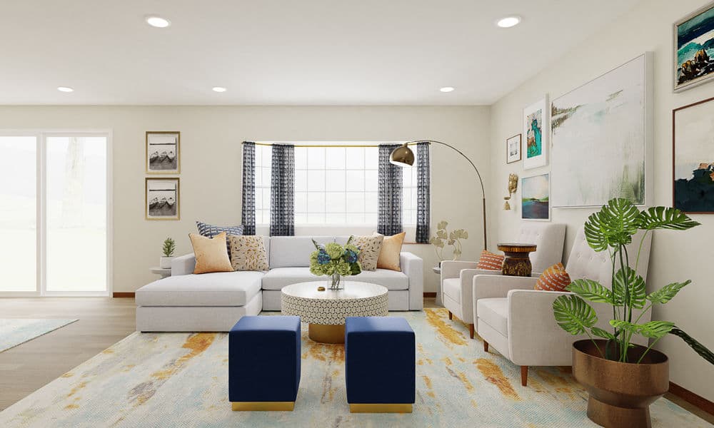 Living Room Mid Century Modern with Soft Colors