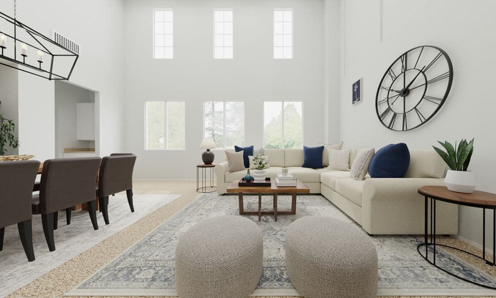 Living Room Modern Elegant with High Ceilings