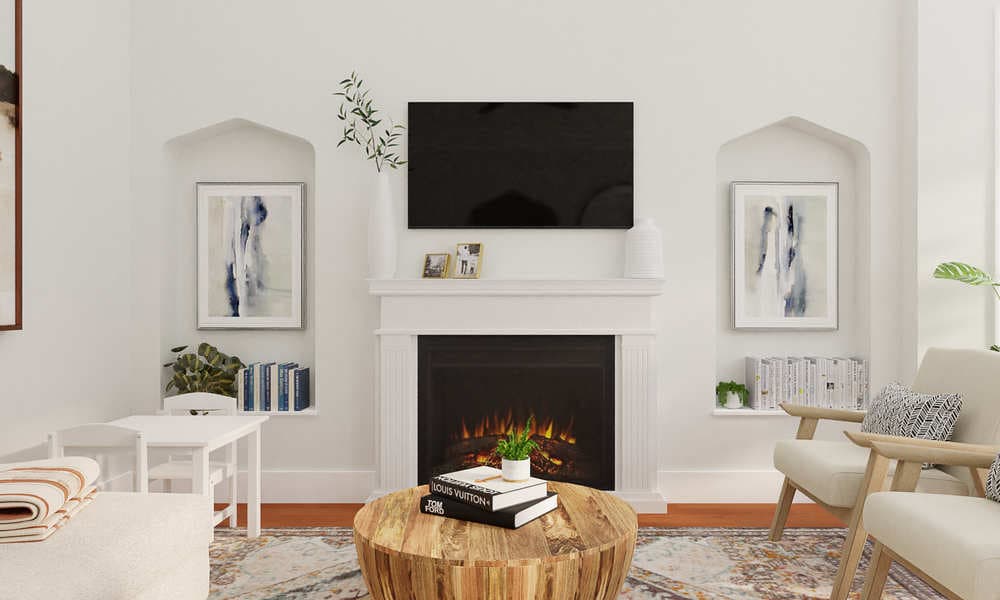 Living Room: Classic Elegant with Electric Fireplace