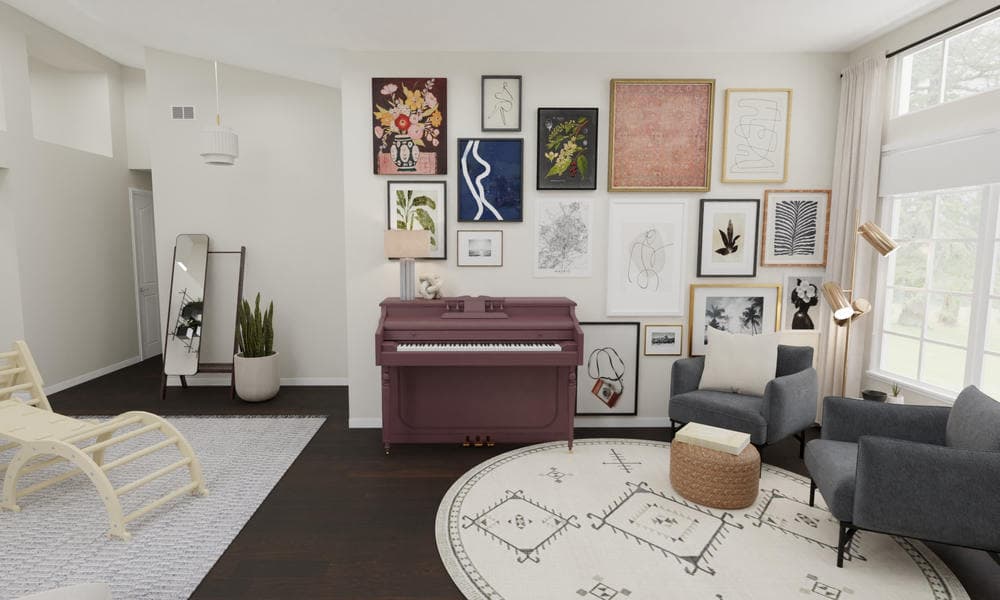 Entry/Living Room: Modern Eclectic with Gallery Wall