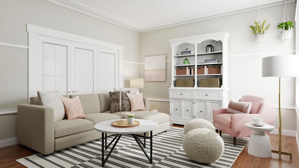 Blush Over This Mid-Century-Inspired Living Room Gallery, Image 1