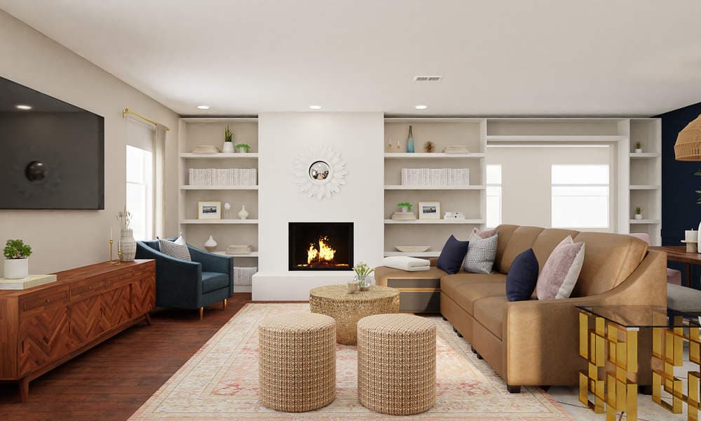 Mid-Century Eclectic Living Room with Boho Flair