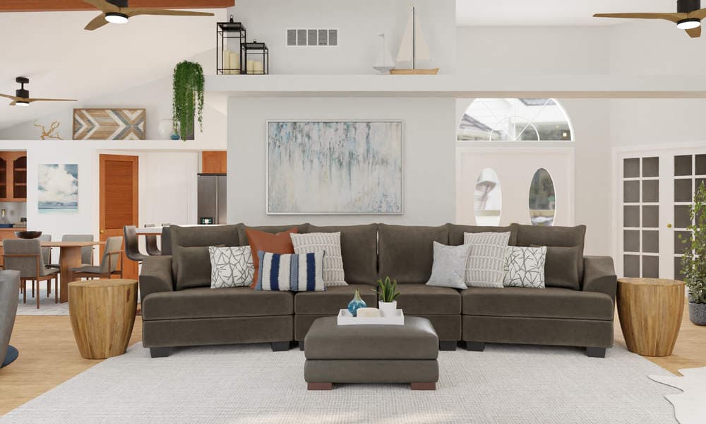 Modern Living Room with Neutral Elegance and Blue Accents