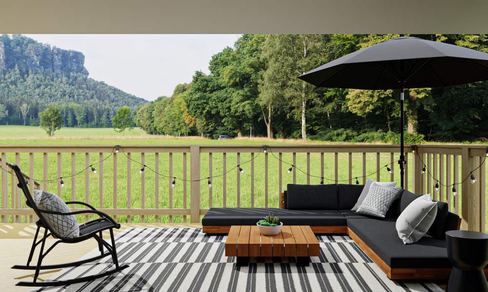 Modern Outdoor Patio with Stylish Lounge Space