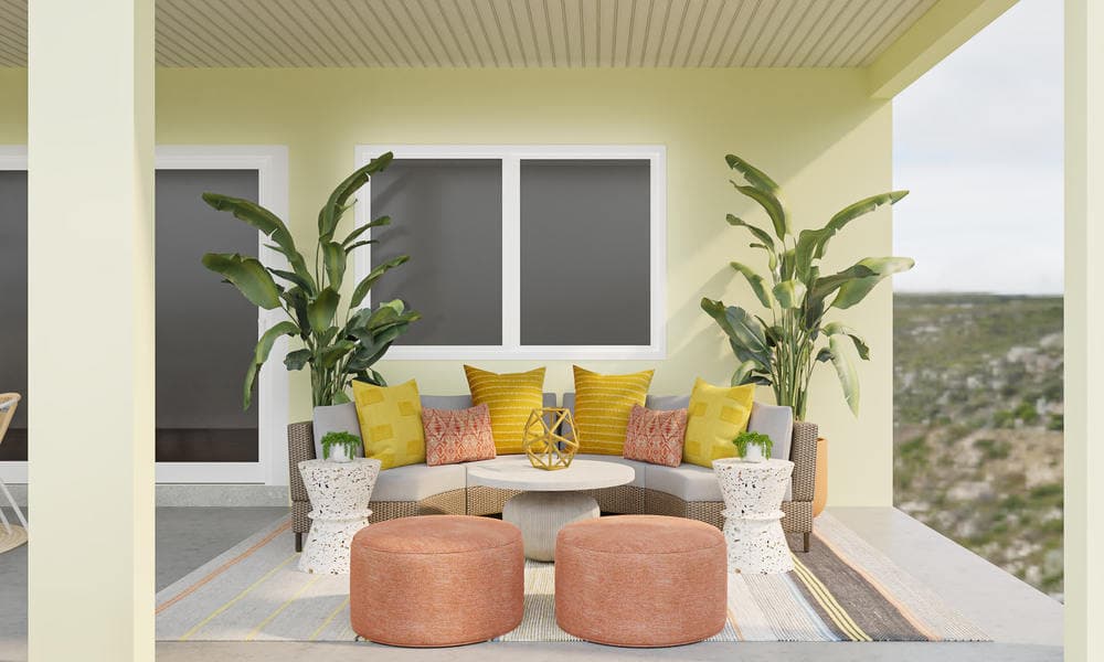 Outdoor Patio with Vibrant Colorful Decor