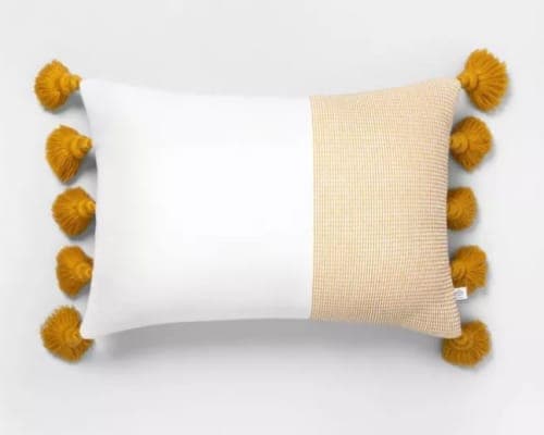 Textured Colorblock Lumbar Pillow With Insert-20"x14" image