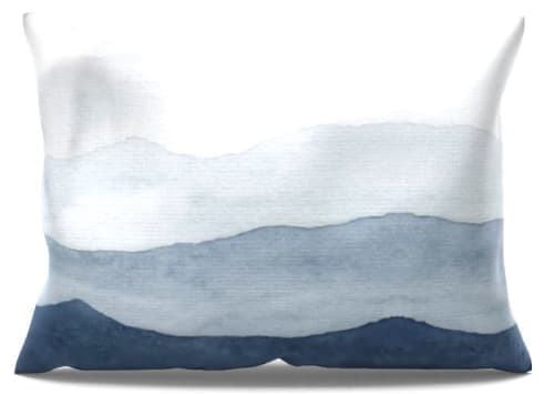 Indigo Abstract Watercolor Pillow With Insert-20"x14" image