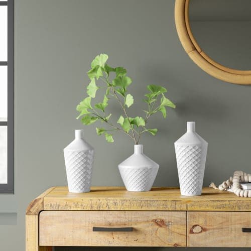 3 Piece Lavalley White Porcelain Table Vase Set Larze image