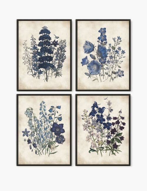 Blue Botanical Print set 3 of 4 image