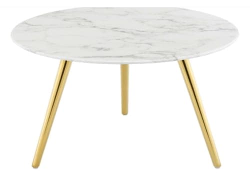 Pila 28" Round Artificial Marble Coffee Table image