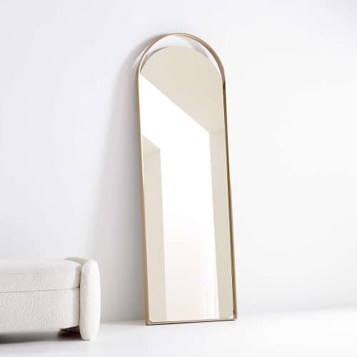 Aosta Brass Arch Cutout Floor Mirror image