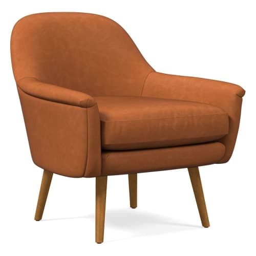 Phoebe Leather Chair Wood Legs image