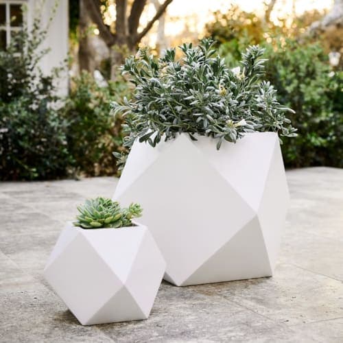 Faceted Modern Indoor or Outdoor Fiberstone Planters image