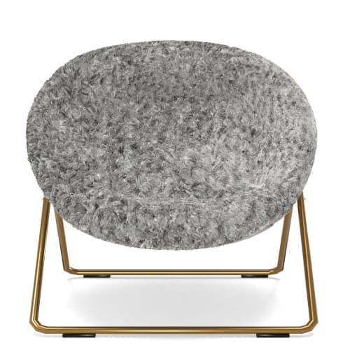 Gray Leopard Faux Fur Round Chair image