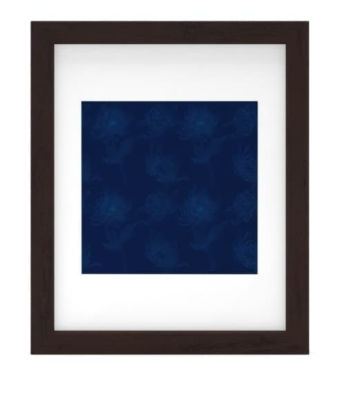 Ocean Blue Dahlia Flowers Art Print With Frame-10"x12" image