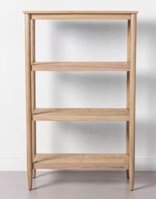 4 Shelf Wood Cane Bookcase image