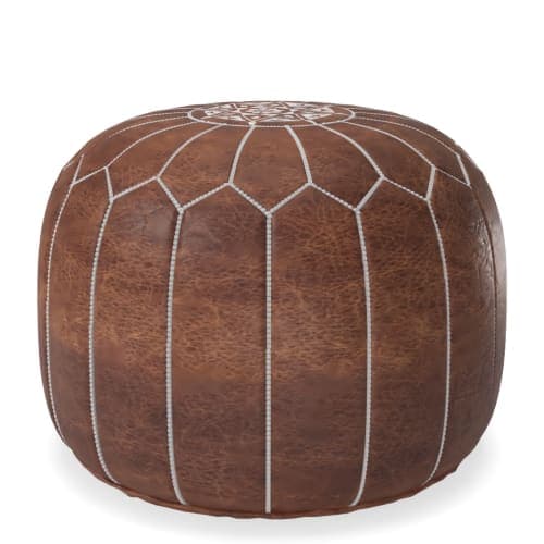 Cherise Leather Pouf Ottoman image