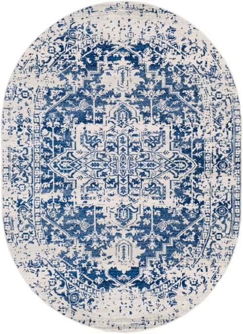 Hillsby Oriental Dark Blue Light Gray Area Rug-6'7"x9' image