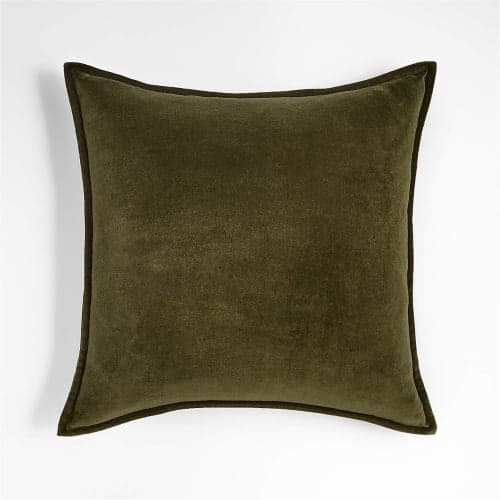 Dark Green Washed Organic Cotton Velvet Throw 20x20 image