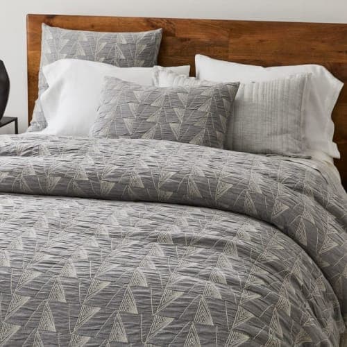 Textural Cotton Linework Duvet - King/Cal. King - Pearl Gray image