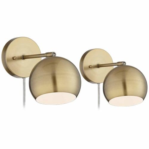 Selena Brass Sphere Shade Wall Lamps Set of 2 image