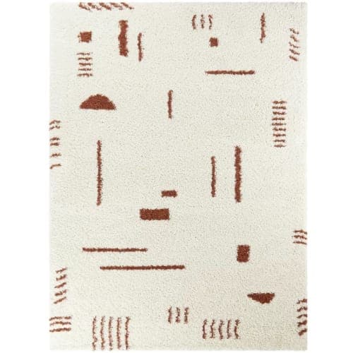Dani Geometric Shag Ivory Burnt Orange Area Rug-7'10''x10' image