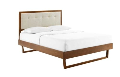Wiley Beige and Walnut Platform Bed Frame King Walnut image