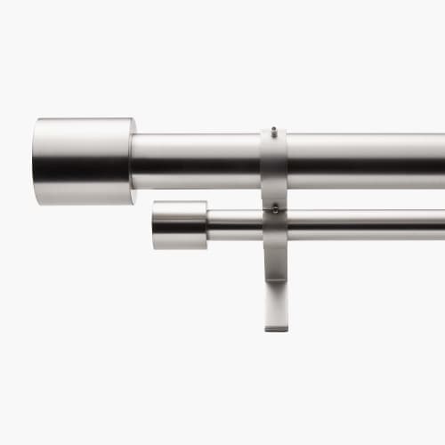 BRUSHED NICKEL CAP FINIAL DOUBLE ROD CURTAIN ROD SET image