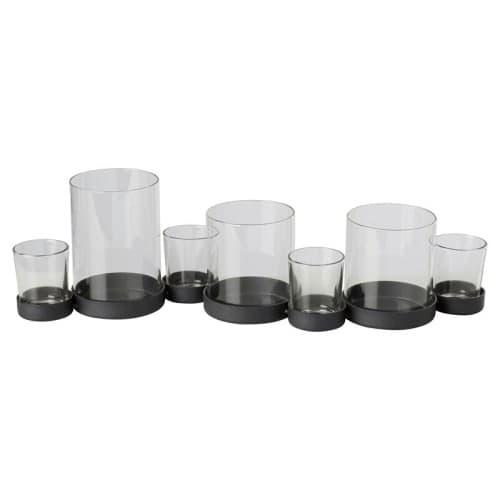 7 Piece Small Iron and Glass Hurricane Set image